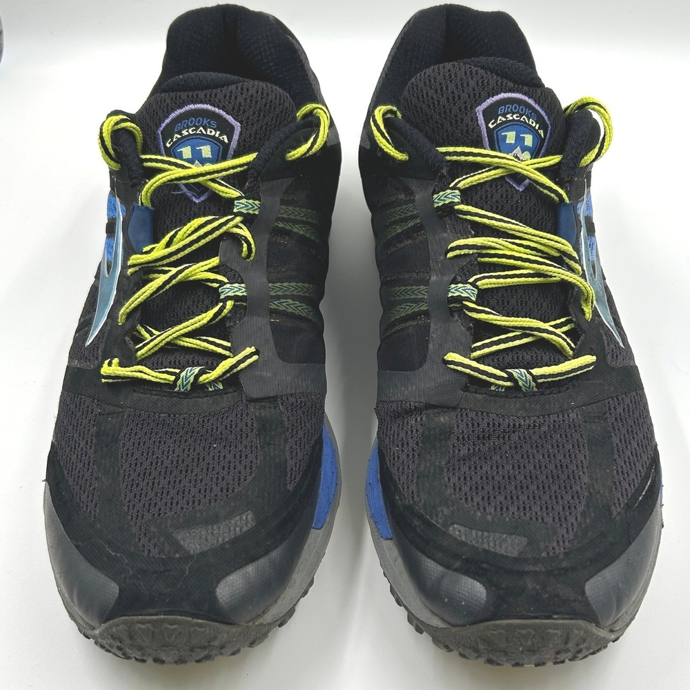 Brooks Cascadia 11 Trail Running Shoes Size 13 Black Blue Yellow Gorpcore - Picture 3 of 8